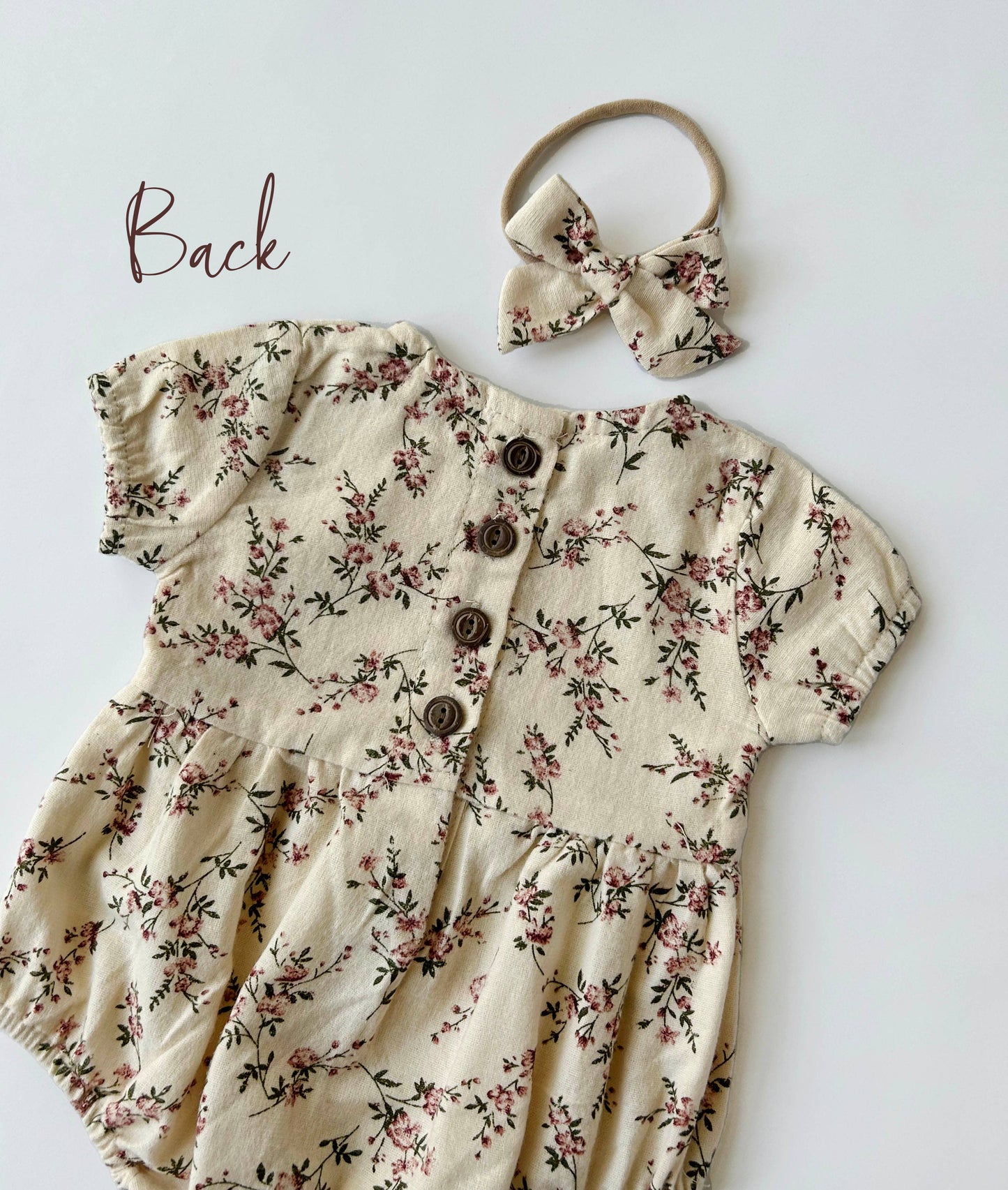 Cotton Floral Bubble Romper Set | Mauve