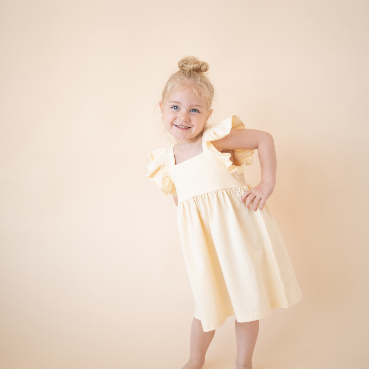 Organic Cotton Flutter Dress | Lemonade Yellow