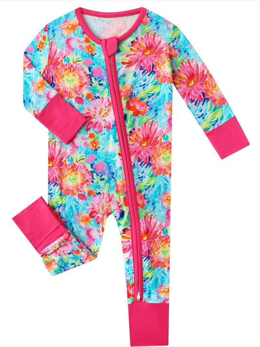 Bamboo Convertible Zippy Romper | Coral Garden