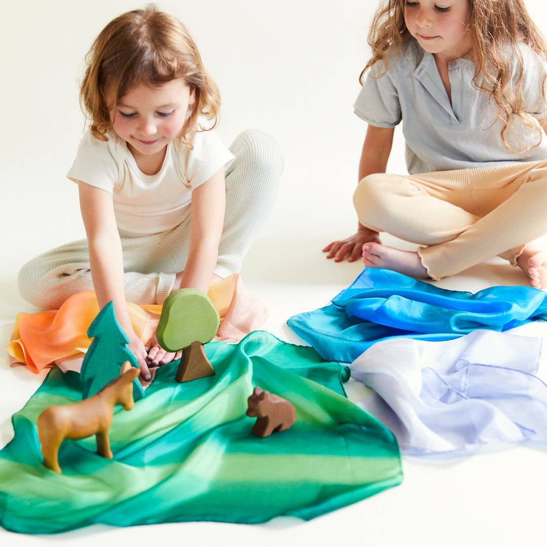 Mini Earth Playsilks - Open- Ended,100% Natural, Silk Toys