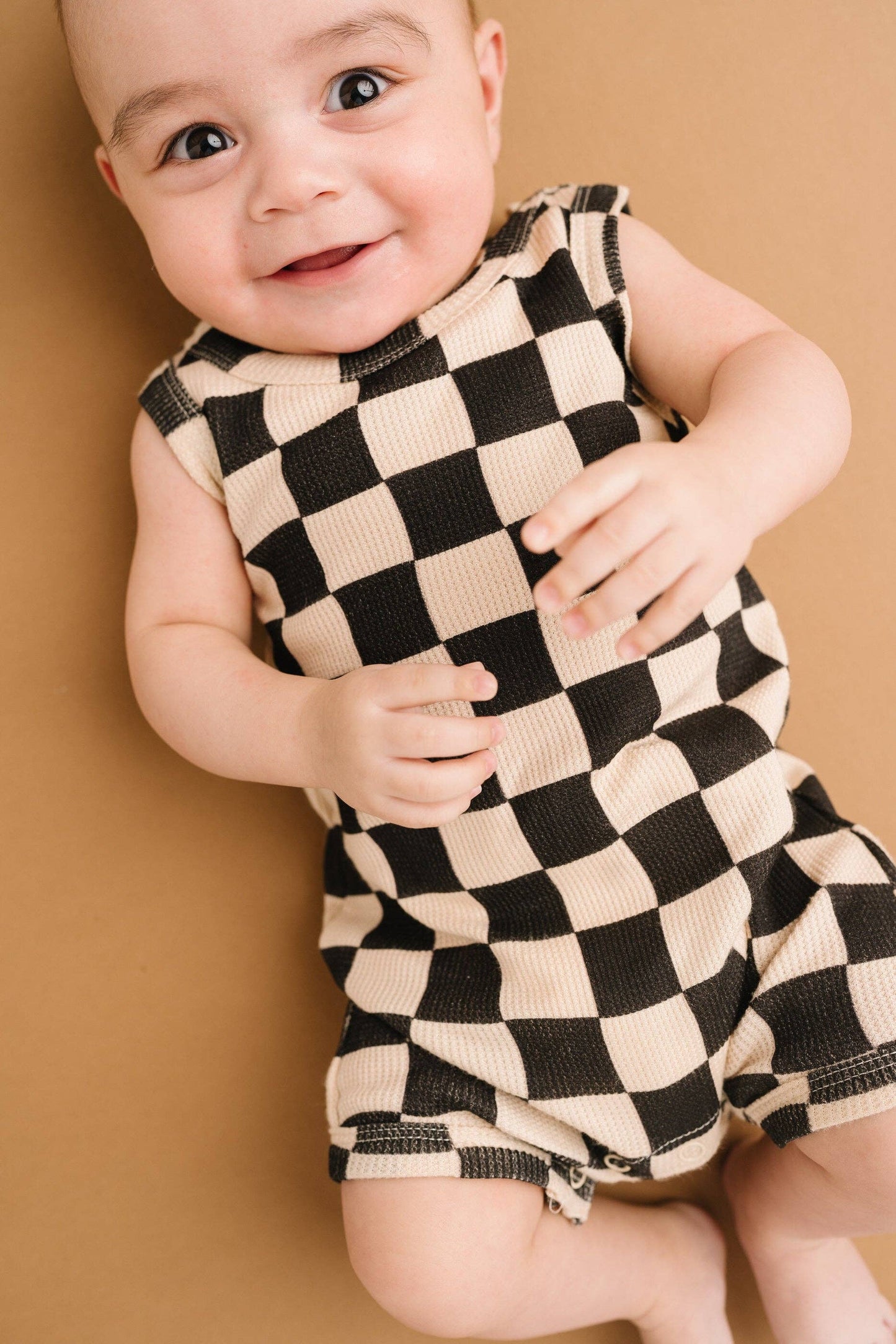 Black Checkered Bamboo Romper