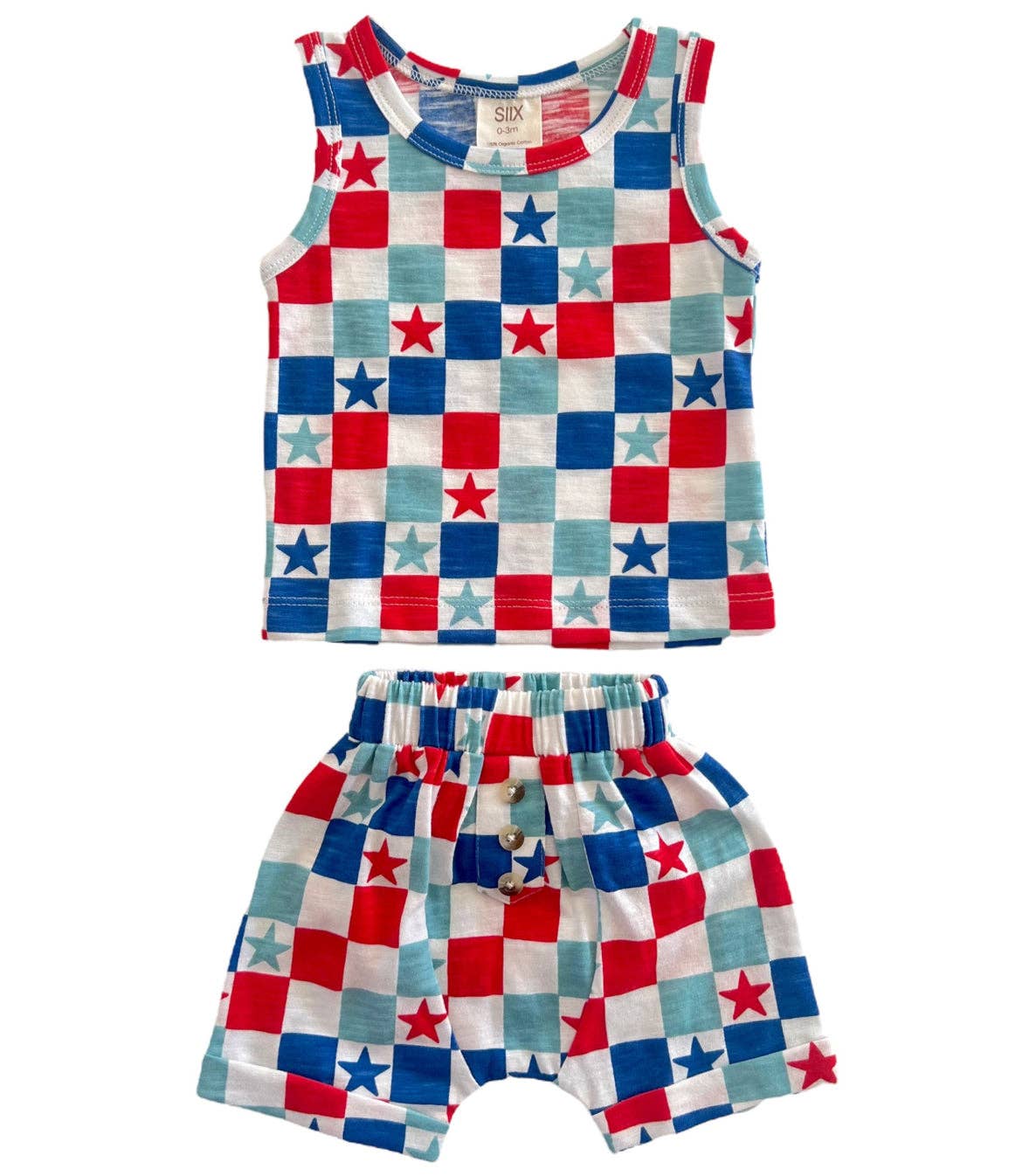Organic Tank & Short Set | Red, White & Blue
