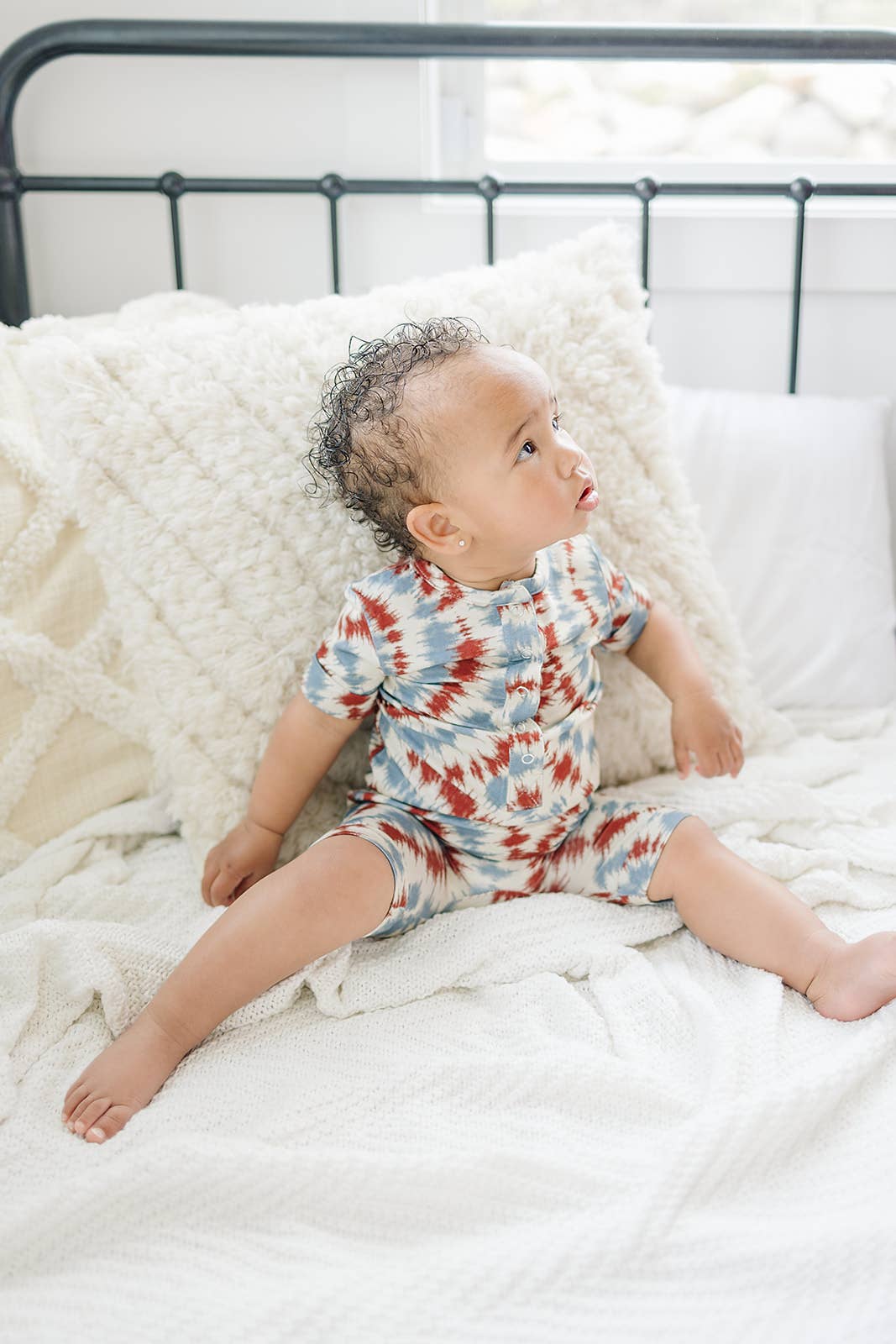 Bamboo Shortie Romper- Americana Tie Dye