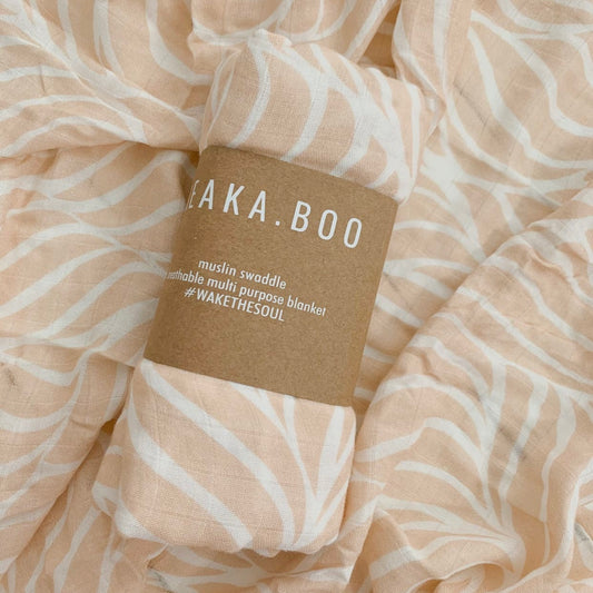 Organic Bamboo Cotton Muslin Swaddle | Peach Fleur